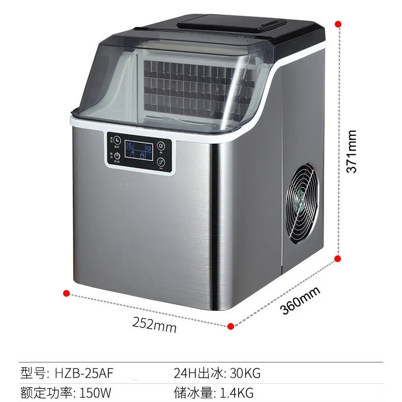 Máquina de hielo transfronteriza 30kg puesto tienda comercial de té con leche Fang Bing dormitorio de estudiantes domésticos máquina de hielo rápida Bar
