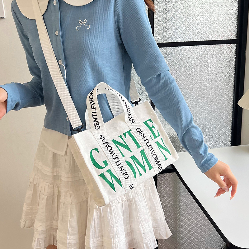Fashionable letter canvas small bag for women, 2024 new style casual and stylish crossbody phone bag for going out, wholesale full figure