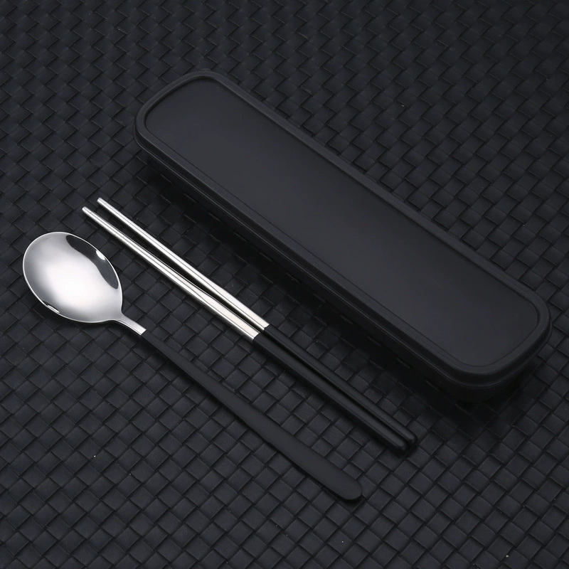 Корея hand-held столовые приборы из нержавеющей стали, туристический набор для студентов, вилка, ложка, палочки, нержавеющая сталь AISI 304, набор из 3 предметов, подарок на день рождения