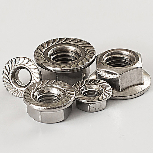 304/316 stainless steel hexagonal flange nut nut anti-slip toothed nut GB6177/6923 M4M5