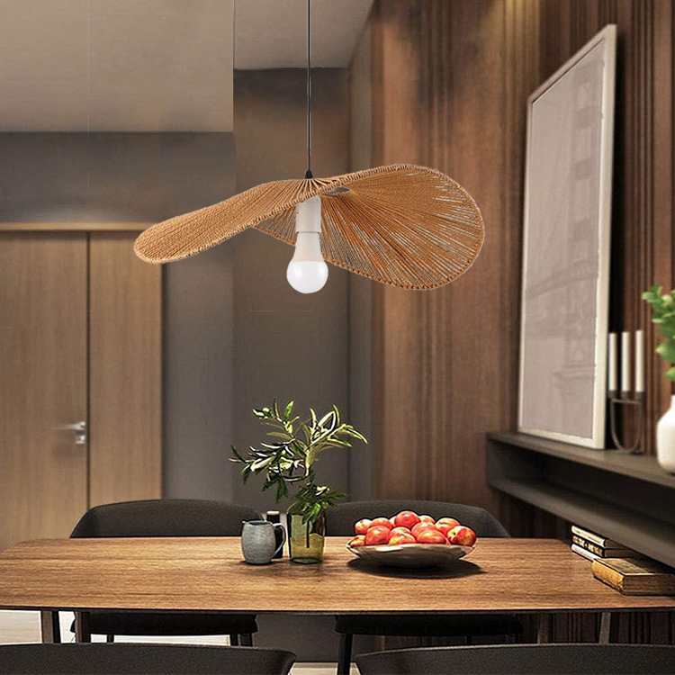 Lámparas transfronterizas de Zhongshan, tejido de cuerda de cáñamo hecho a mano, salón de té creativo retro, restaurante, dormitorio, candelabro