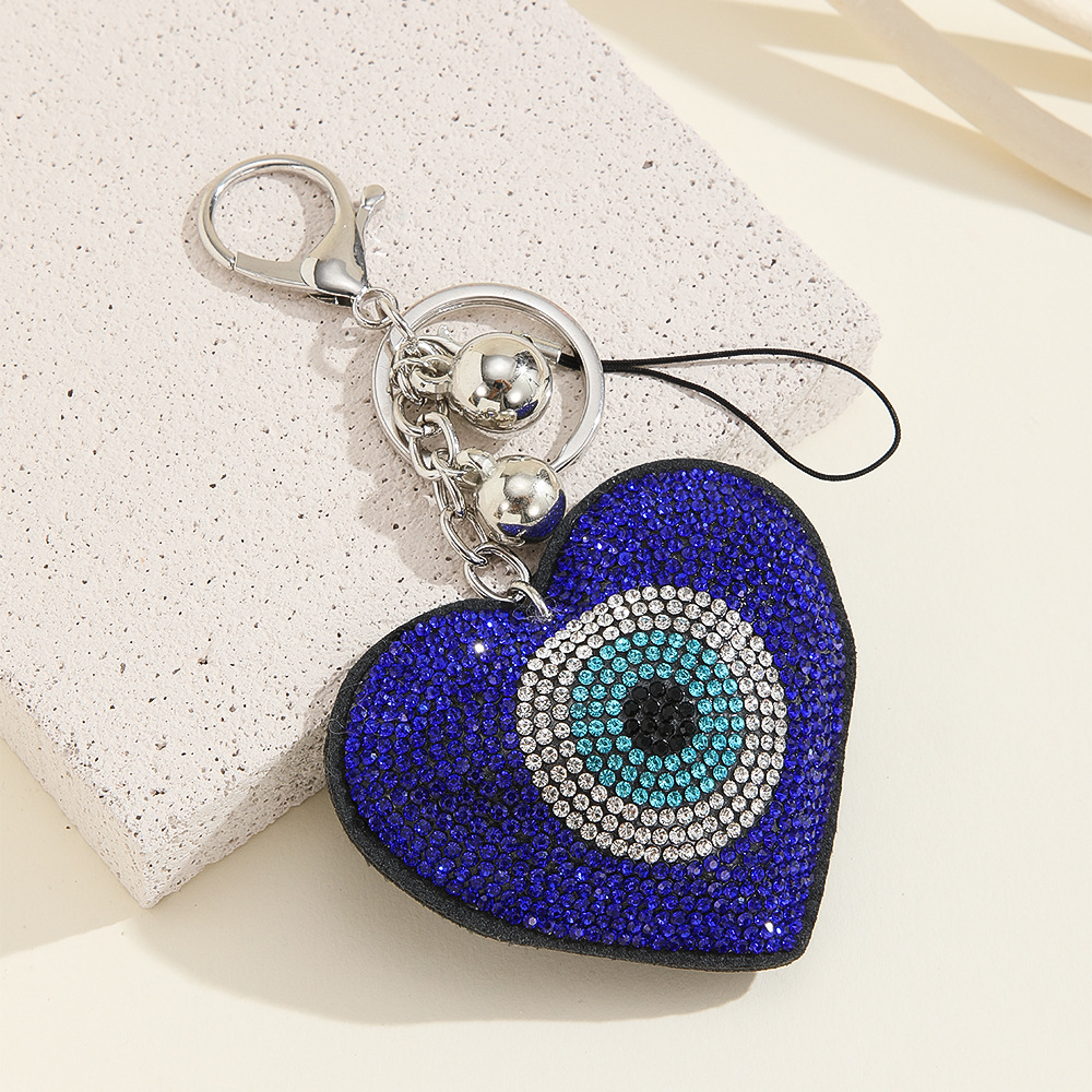 30g Weight Keychain Classification 1 Piece Quantity Holiday, Daily Occasion Rhinestone Material Heart Shape, Eye Pattern Plating Design Basic Style 1 Piece Basic Heart Shape Eye Rhinestone Plating Keychain 2