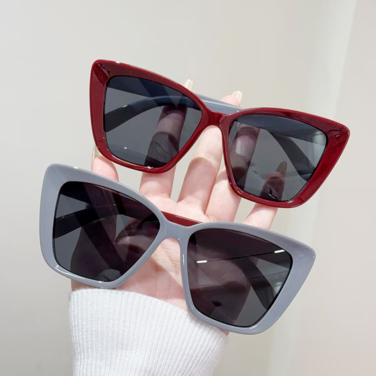 Dam solglasögon cat eye med stor båge eleganta glasögon_voghion.com