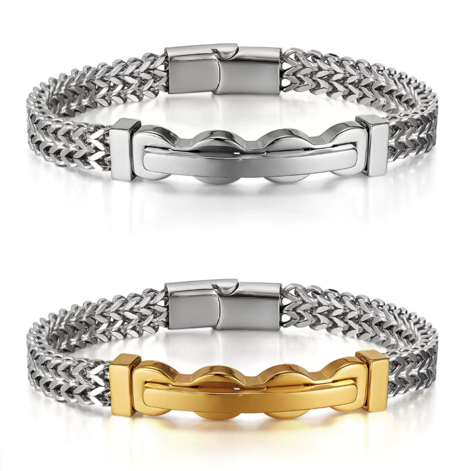 欧美跨境爆款几何不规则设计龙骨手链男士个性定制钛钢手饰品批发