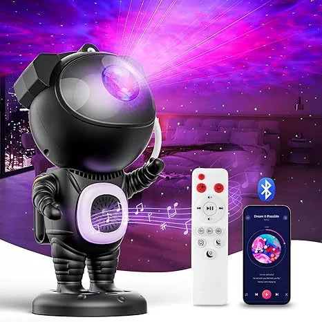 Трансграничные цветные цветные цветные скачки Bluetooth астронавт Галактический проектор праздничная атмосфера украшения космонавта ночной свет