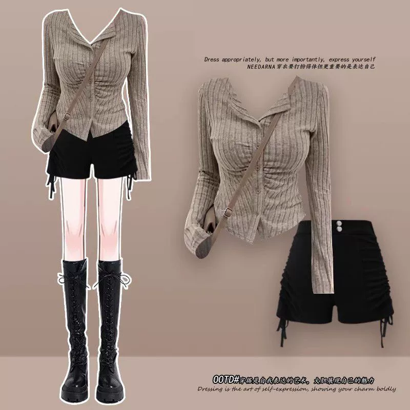 Knitted design cardigan, fitted brace