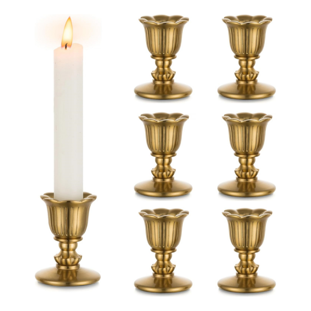 Candelaria europea cónica dorada adecuada para decoración central de la mesa de comedor boda recepción festivales decoración navideña