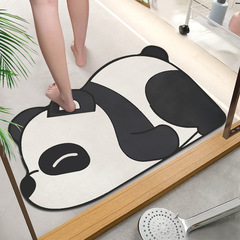 Soft diatom mud bathroom toilet door panda floor mat bathroom water-absorbent non-slip foot mat entry door mat cartoon