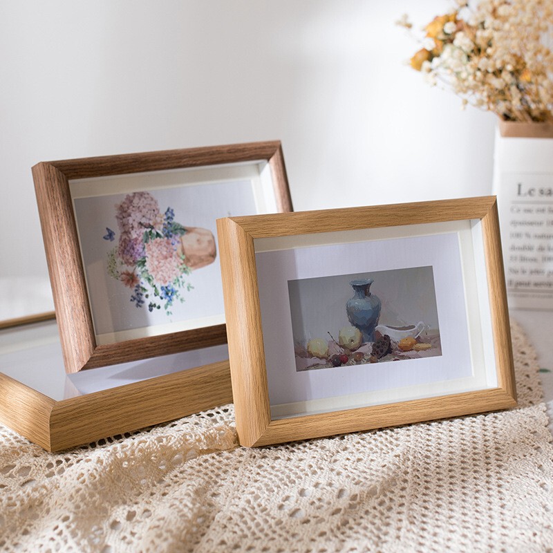 Arc-Shaped Hollow Photo Frame 6inch Landscape Photo Frame Hollow 1.5cm Rectangular Wooden Picture Frame DIY Frame