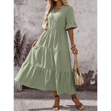 V 87212 V-neck patchwork plus size swing dress V ��ƴ�Ӵ���