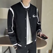 2025新款拼接棒球服男冬季爆款潮牌冬装夹棉外套潮流痞帅条纹夹克