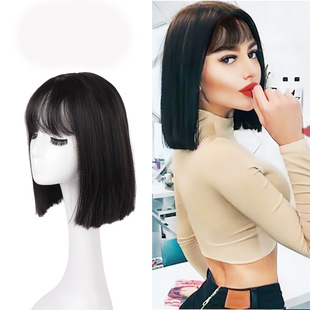 Amazon wig women European and American fashion chemical fiber headgear women's neat bangs short straight Bobo wig women factory in stock