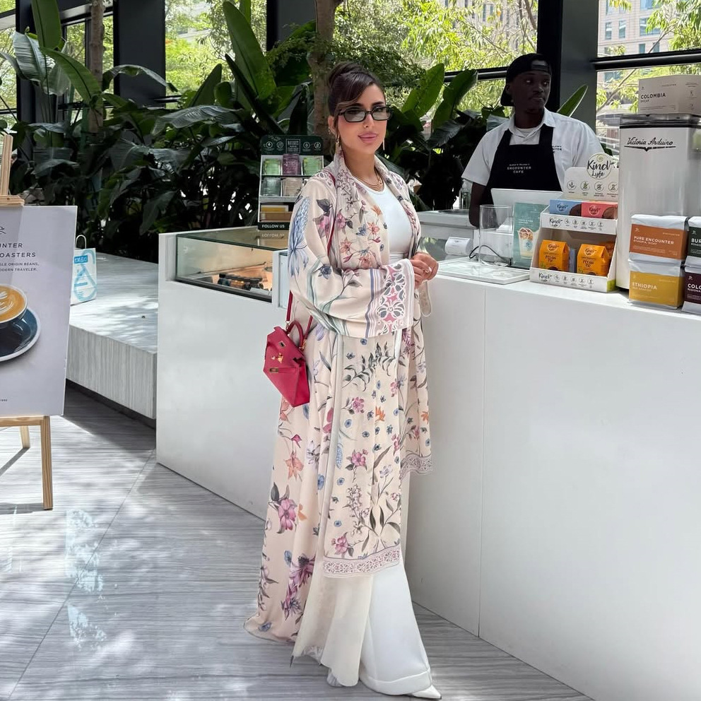 Cross-border Women's Fashion Printed Muslim Cardigan Robe, Middle Eastern Arab Dubai Outfit With Headscarf, Loose Fit_ecoleips.com