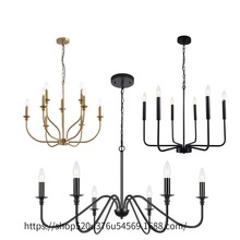 现代简约轻奢美式铁艺枝形吊灯客厅餐厅卧室灯农舍阳台过道灯具