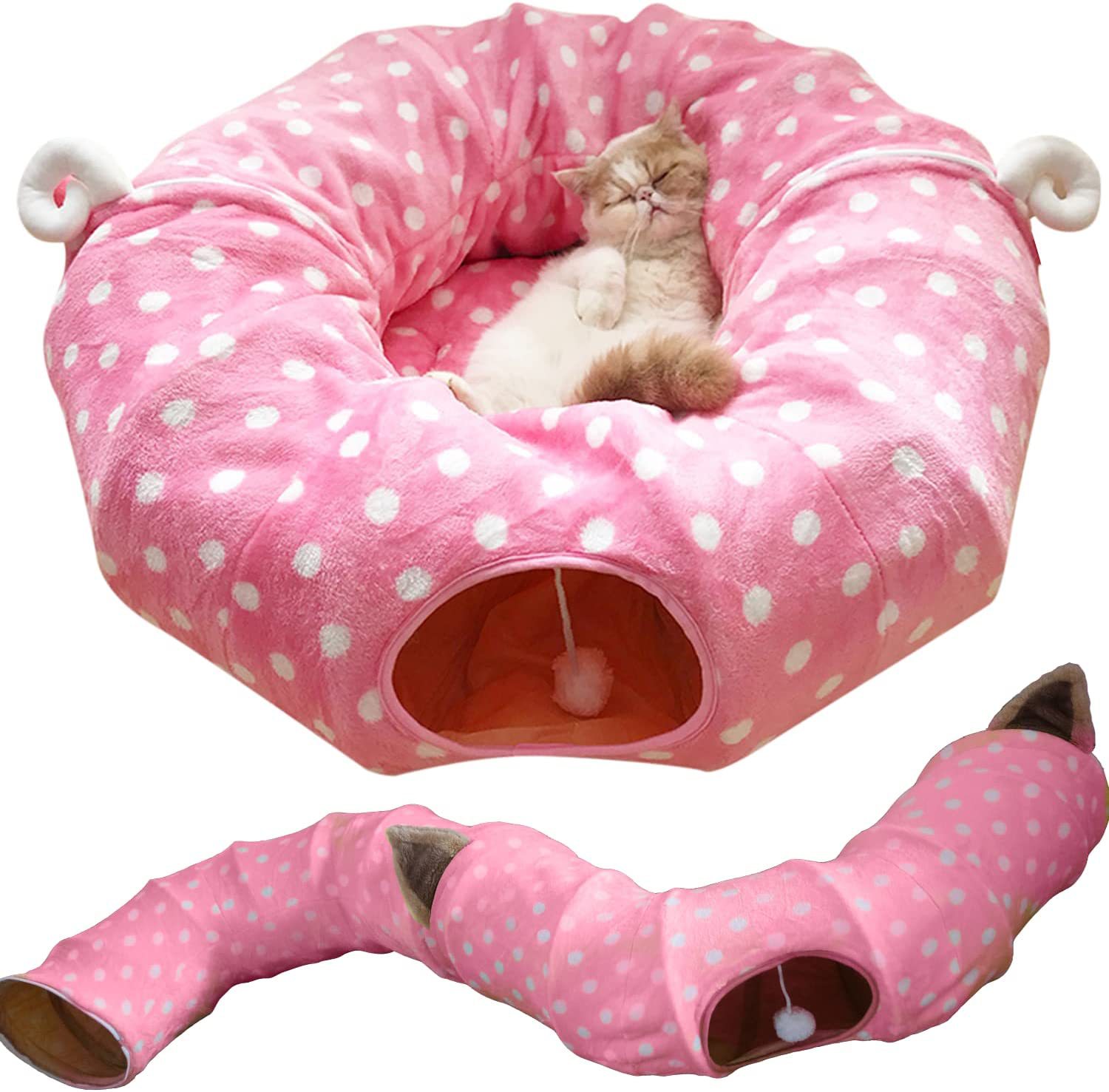 新款宠物用品猫咪响纸两通隧道 可收纳折叠猫通道 智益猫玩具钻桶