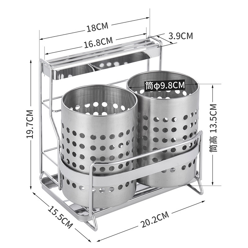 Ou runzhe cesta de vajilla de doble tubo de acero inoxidable con estante bandeja de agua drenaje cocina palillos jaula cuchillo, tenedor y cuchara tubo de almacenamiento