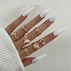 Set, glossy ring from pearl, boho style, flowered, simple and elegant design