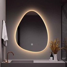 2I简约现代智能led发光浴室镜不规则异形水滴镜卫生间挂墙ins梳妆