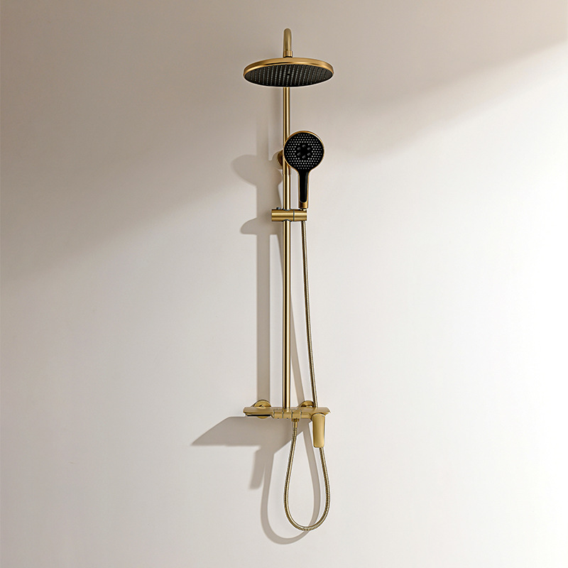 Juego de ducha de ducha de ingeniería de hotel, baño de cobre completo, ducha, ducha, ducha, botón de piano, ducha sobrealimentada