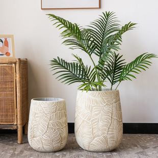Simple Cement Flower Pot Large Plant Green Plant Magnesium Mud Flower Set Living Room Balcony Floor-standing Potted Plant Interior Decoration Ornaments