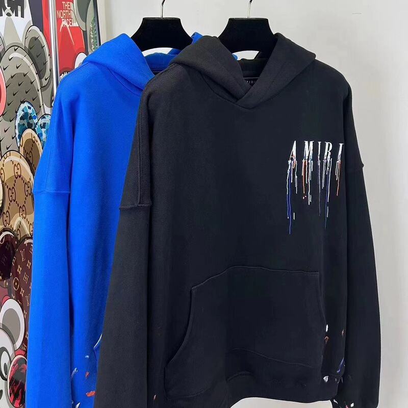 2023 autumn and winter New AMI paint splash ink dripping letter LOGO pattern embroidered sweater men and women same style wholesale