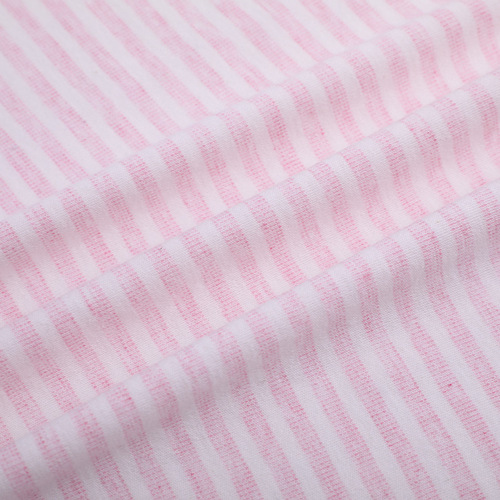 All-cotton comfortable 0.5cm wide striped fabric, yarn-dyed 210g, all-cotton baby sleepwear striped fabric, knitted cotton fabric