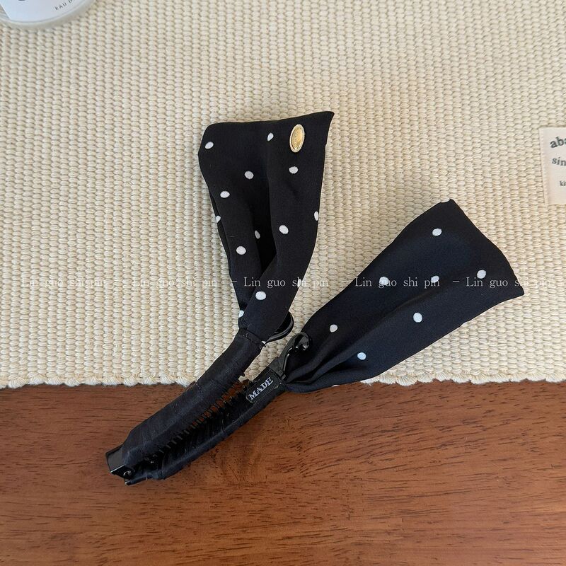 ネット有名人ブロガーサテン水玉模様の小さな羽バナナクリップ無地優しいヘアピン後頭部雰囲気ファッションヘアピン|undefined