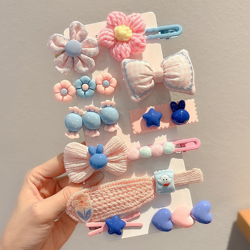 Niños arco tocado lindos flores de peluche pinzas de cabello de la niña lateral frangeo pequeño clip de cabello de frente