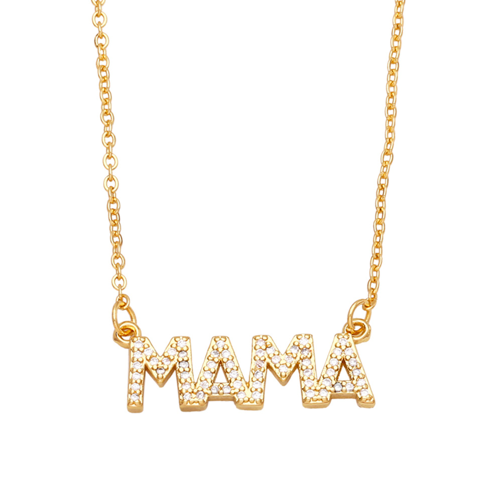 fashion letter MAMA pendant copper gold-plated inlaid zircon necklace
