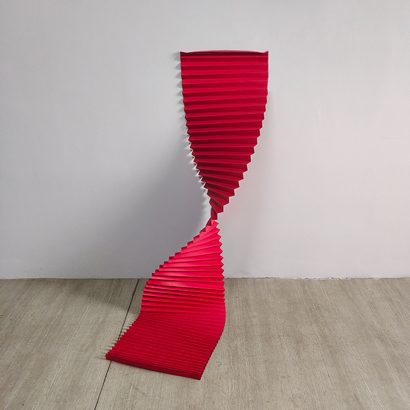 Papel corrugado largo de boda rojo decoración de fondo de escena de boda origami ondulado decoración de techo de sala de bodas de boda