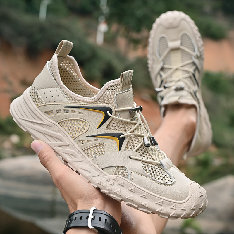 Mesh Shoes Men's 2025 New Hollow Breathable Lightweight sneaker Thin Soft Sole Slip-on Casual Shoes plus size 46