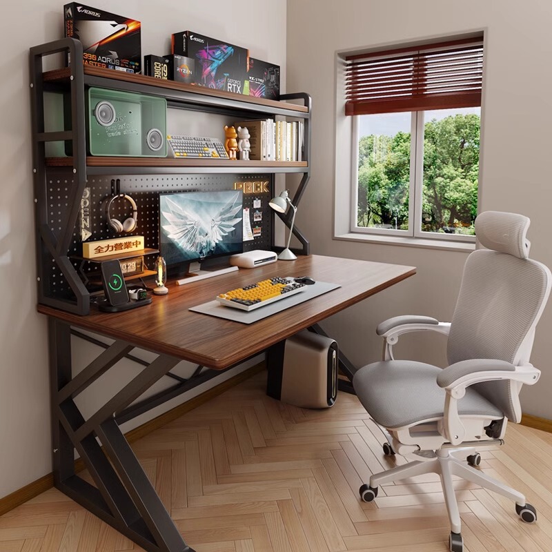 Desktop Home Computer Desk Multi-functional Game E-sports Desk Hole Board Bookshelf Desk Integrated Learning Office Desk