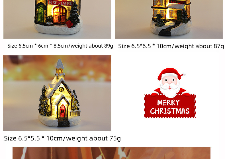 Cross-border New Christmas Decorations Resin Small House Micro Landscape Resin House Christmas Creative Luminous Small House_voghion.com