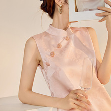 国风2025夏季休闲时尚A字裙女新中式高级刺绣立领气质连衣裙N3108