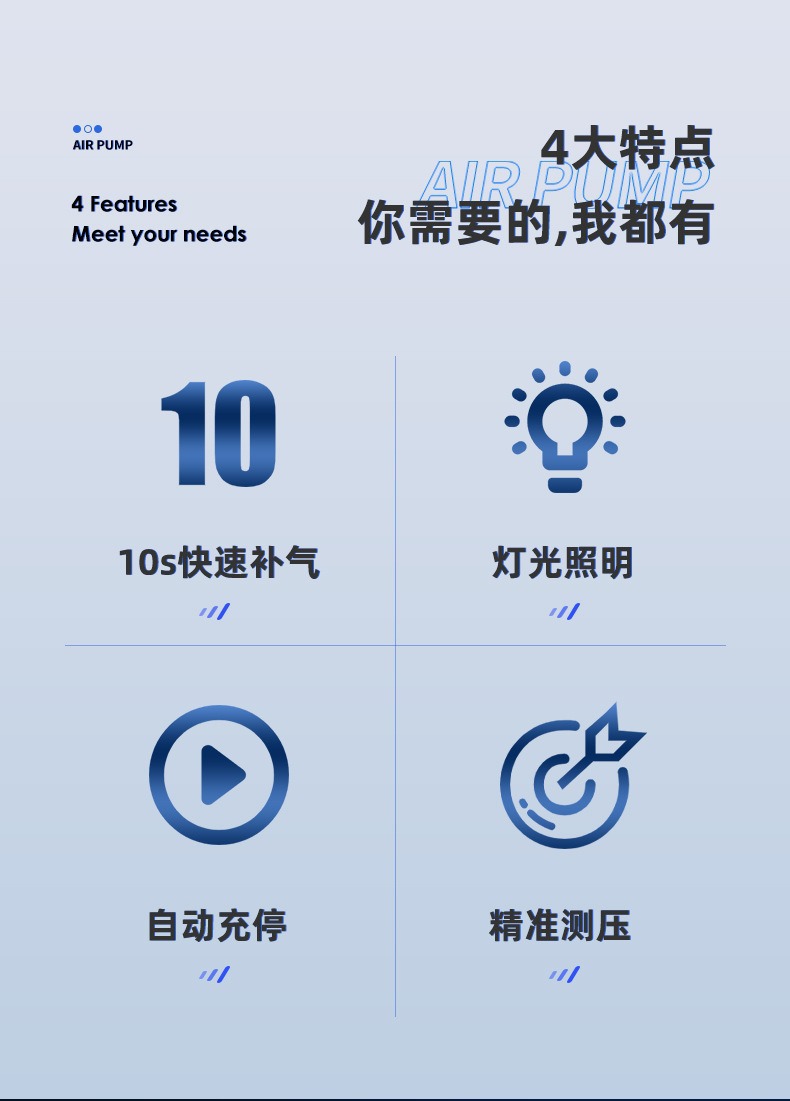 New Car-Mounted Air Pump, Portable Car Tire Inflator, Pre-Set High-Pressure Tire Inflator, Car Air Pump