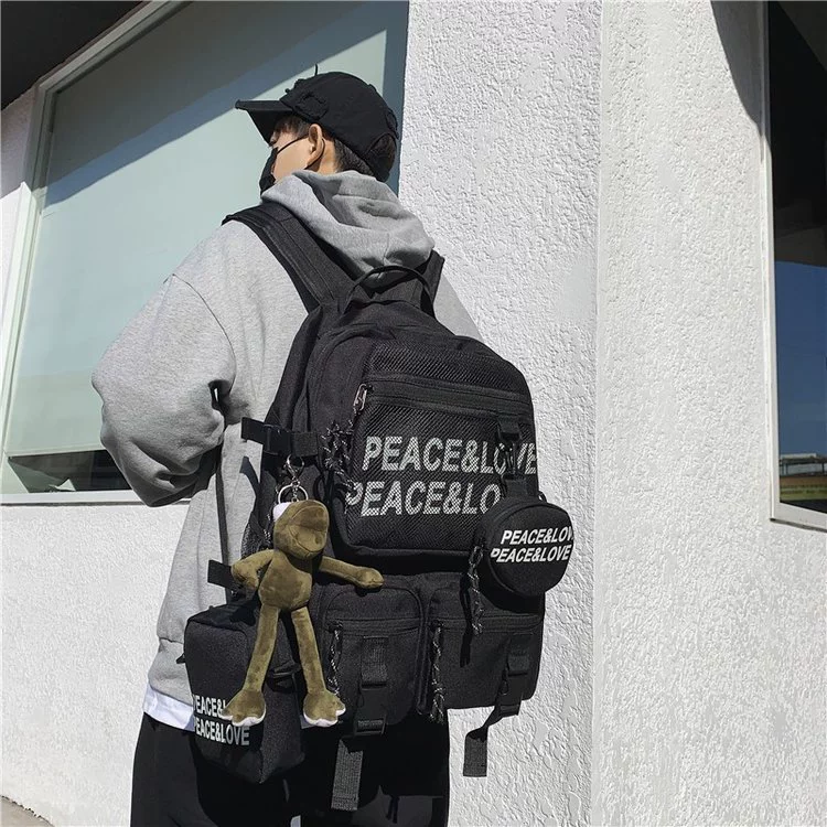 Backpack Korean style 2023, capacious school backpack, off‑white or black, average size