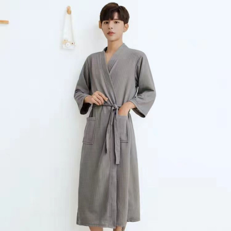 縁億春秋薄着ゆったり男女浴衣ホテル美容院バスローブ春夏朝着カップルパジャマ|undefined