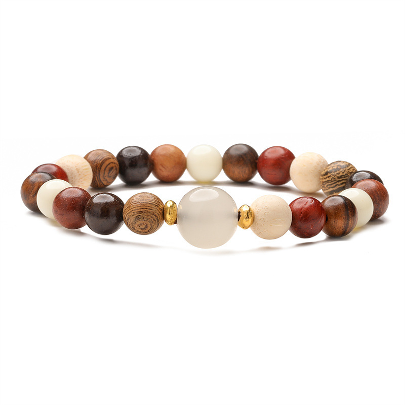 Piedra de ágata natural, perlas de madera, pulseras de cuentas, joyas de estilo nacional, pulseras de piedra Shoushan de estilo chino.