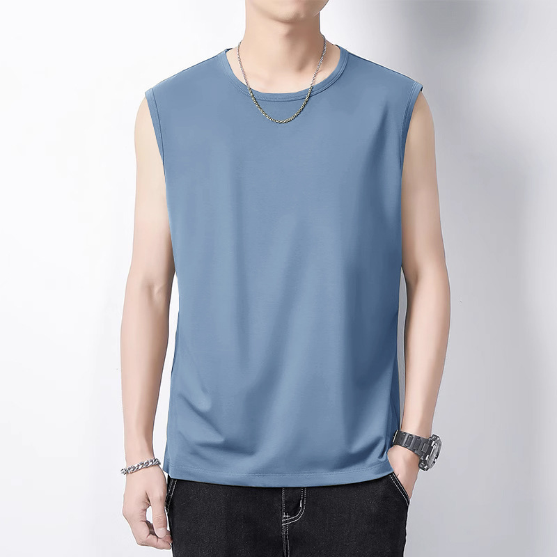 Summer Men's Pure Cotton Sleeveless Pure Color T-Shirt Black Sports Casual Fitness Loose Heavy Weight Vest Undershirt Base Summer Men's Pure Cotton Sleeveless Pure Color T-Shirt Black Sports Casual Fitness Loose Heavy Weight Vest Undershirt Base