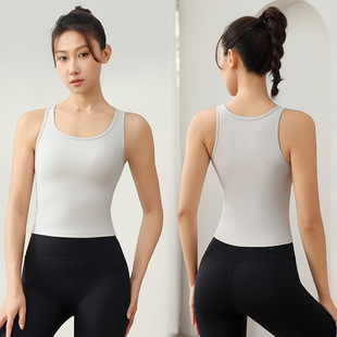 Cross-border one-piece fixed cup sports vest without steel ring leisure speed shockproof gathered outside wear base vest women