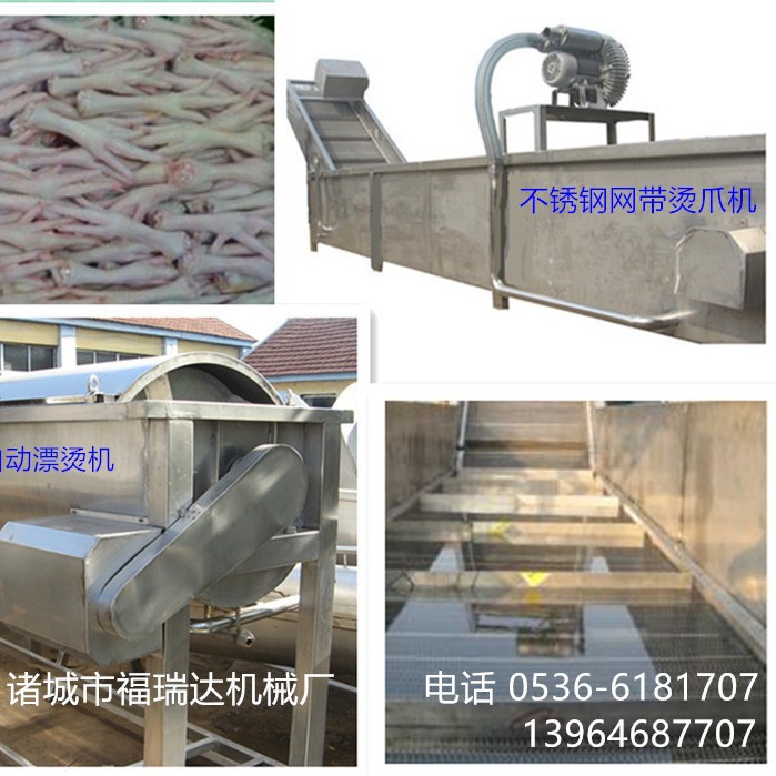 厂家直销鸡爪脱皮流水线加工设备螺旋烫爪机 预冷机