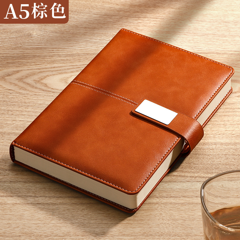 Engrosada Oficina de cuaderno de negocios Bloc de notas de cuero suave A5 de alta apariencia diario reunión libro de grabación caja de regalo traje