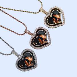 跨境热销铜镀微镶锆石DIY爱心嘻哈项链时尚高级感锁骨链图片定 制