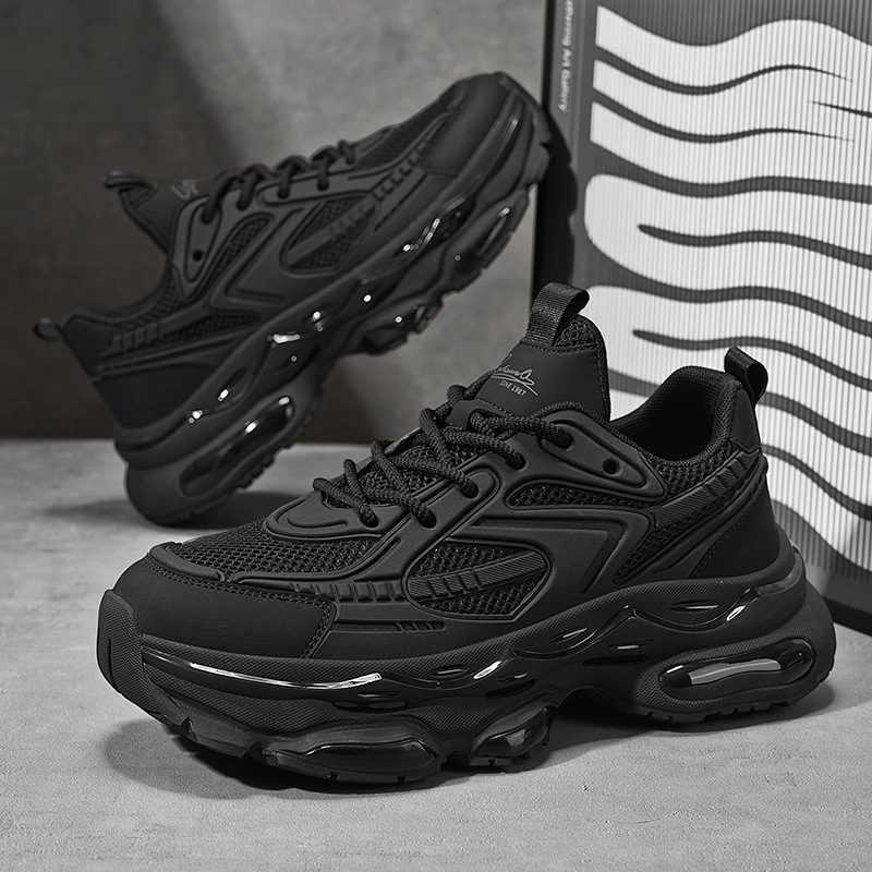 Men's Shoes 2025 New Summer Soft Sole Versatile Breathable Youth Black Warrior Running Casual Sports Dad Shoes