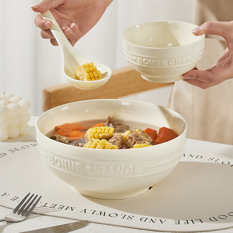 下絵付けフレンチクリームスタイル高級食器 新型高価値丼・皿・ボウル・箸・家庭用ボウル|undefined