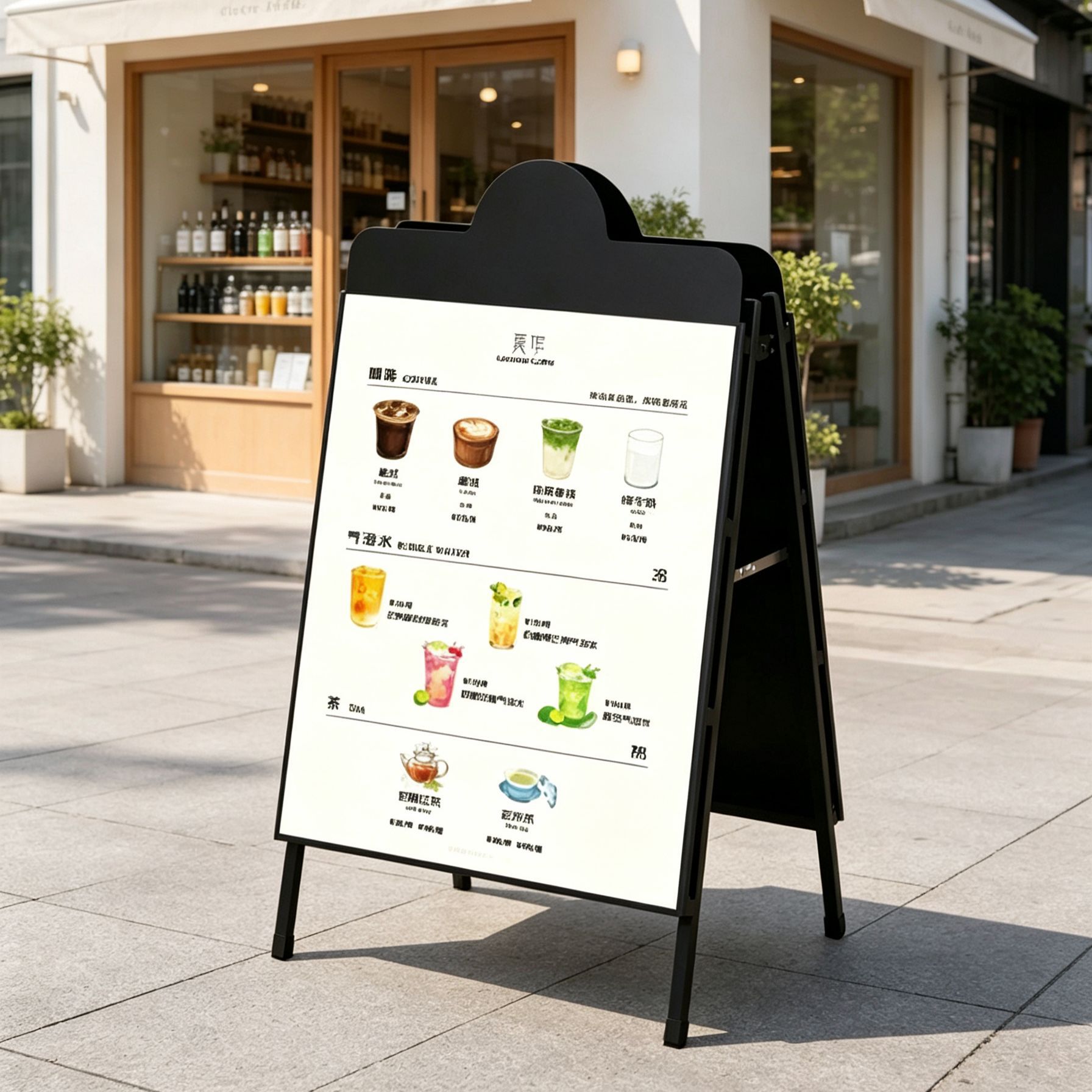 户外奶茶店宣传架可折叠广告牌促销宣传双面广告牌甜品店展示牌产品实拍图