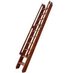 5ZV7 Wooden Ladder, Indoor Spiral Staircase with Handrails, Solid Wood Single Ladder, Vintage Style Straight Climbing Staircase