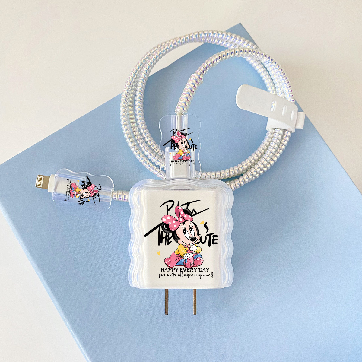 Apple 20w-YT3004TE 미니 오버레이 헤드기어 + 물결선 클립 + 1m 레이저 흰색 로프 + 흰색 스트랩