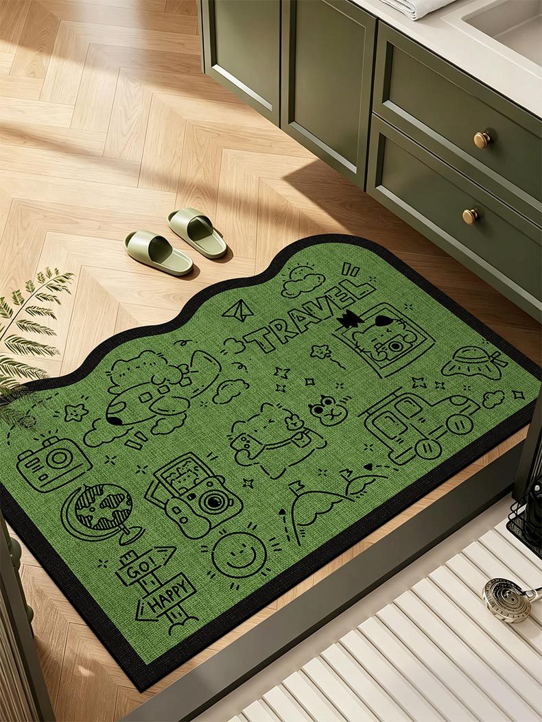 Diatom Mud Floor Mat, Bathroom Water-Absorbent Non-Slip Foot Mat, Cartoon Cute Animal Washbasin Mat, Home Entrance Carpet