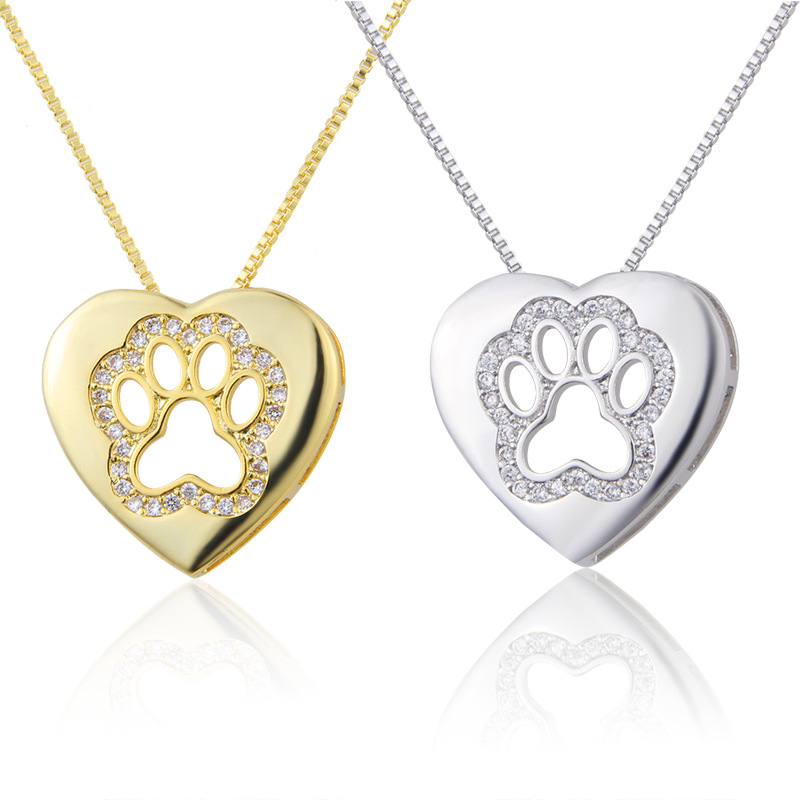 Nihaojewelry Collier De Griffe De Chat En Forme De Coeur En Zircon Incrusté Simple Bijoux En Gros display picture 10